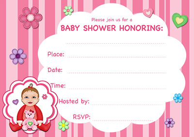 Pink Stripes Baby Shower Invite 001