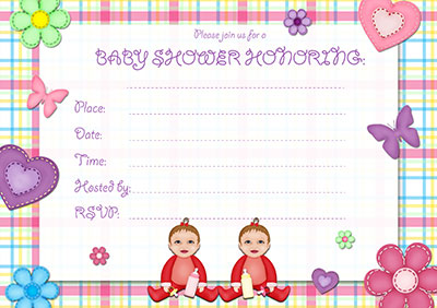 Baby Girl Twins Invitation 002